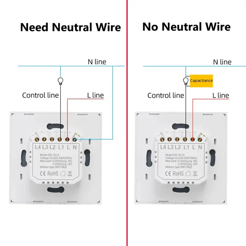 two switches with a wire and a control line on each side