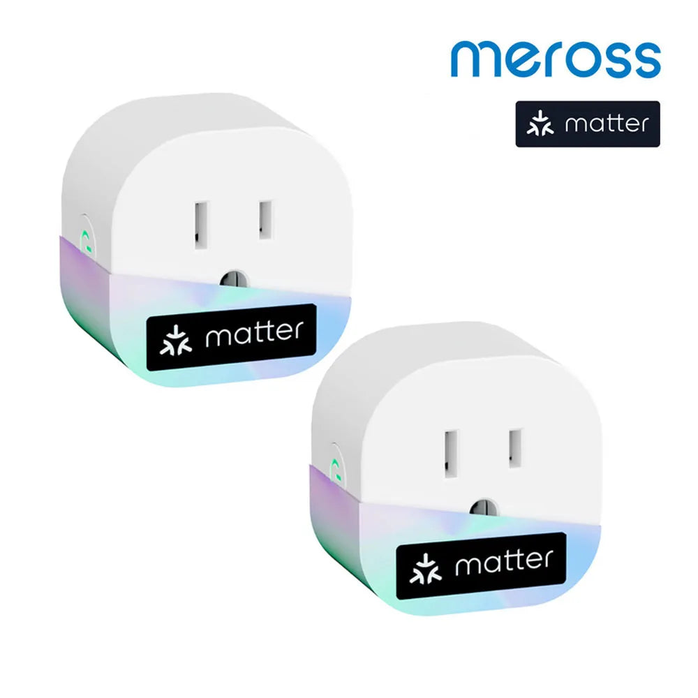 two white smart plugs with the logo of the company