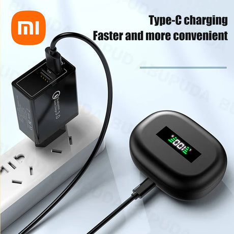 Type-C charging adapter with digital display showing charging percentage.