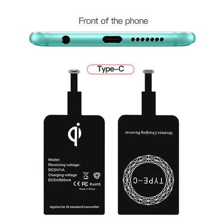 Type-C wireless charging receiver adapter for smartphones.