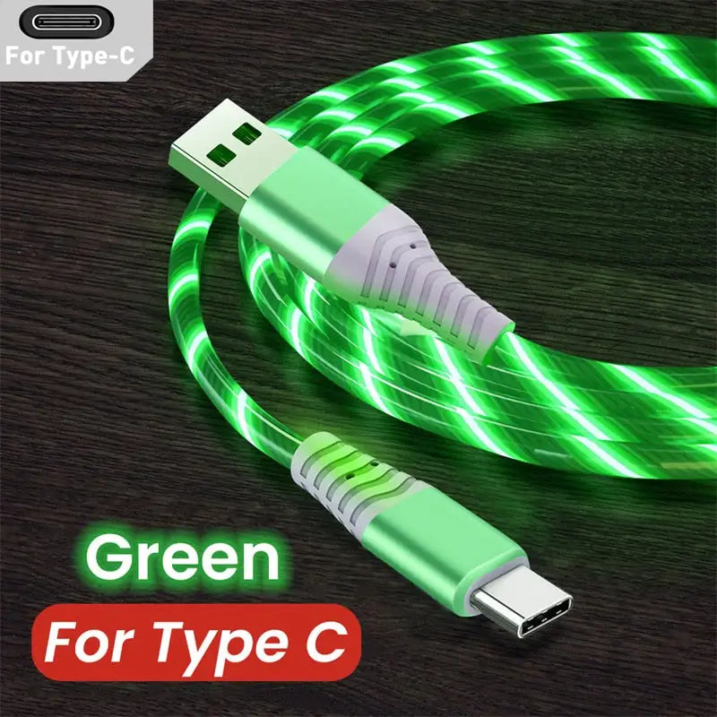 a close up of a green cable connected to a type c