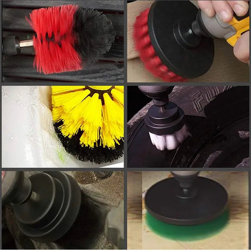 a col of different types of cleaning brushes