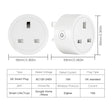 UK smart plug with dimensions and specifications.