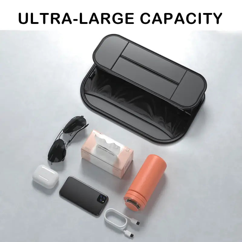 a black case with a white and orange battery