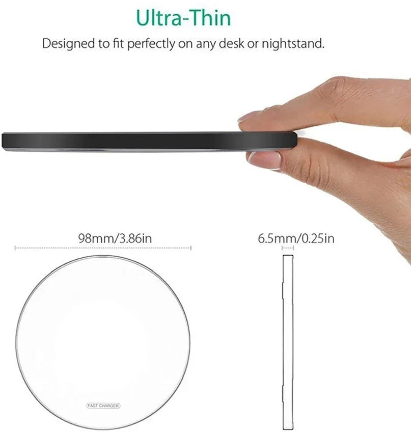 Ultra-thin wireless charging pad for electronic devices.