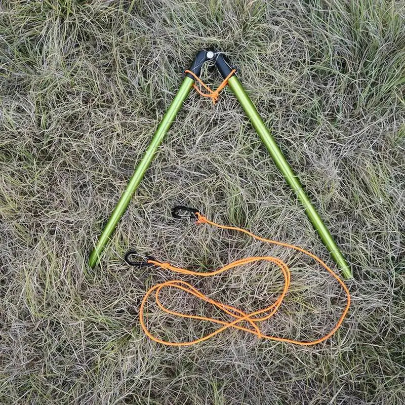 a pair of green and orange poles laying on the ground