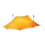 the tent is orange and has a white background