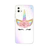 the unicorn face with pink roses and stars on a white background