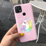 a pink phone case with a unicorn on it