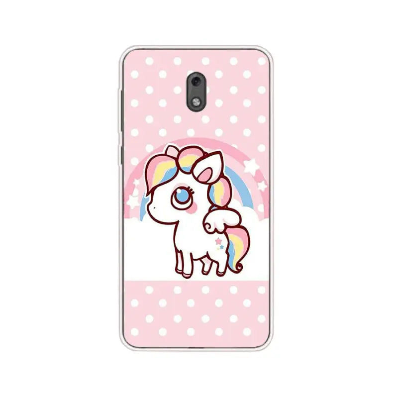 a pink unicorn phone case with a white unicorn on it