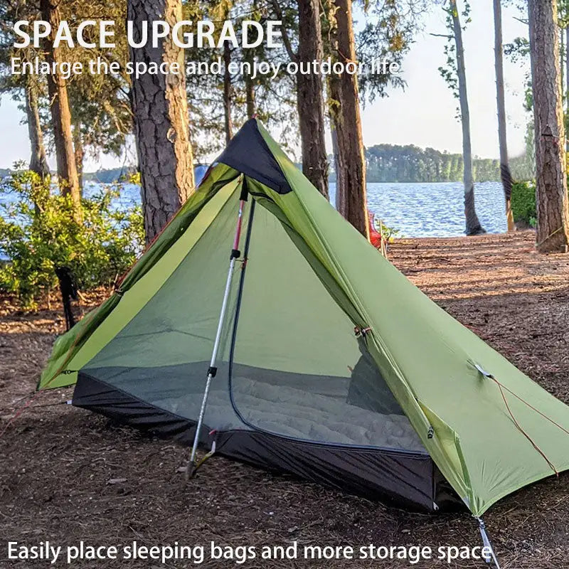 a tent with the text space upgrade