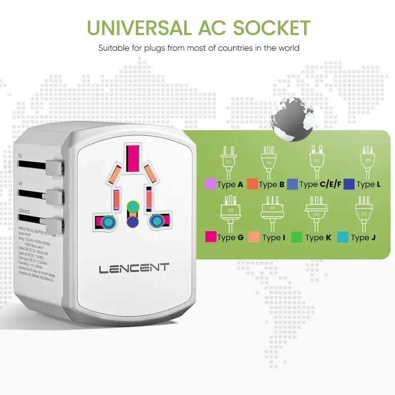 an image of a white and green universal socket