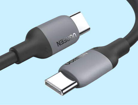 USB-C cable with gray connectors on both ends.