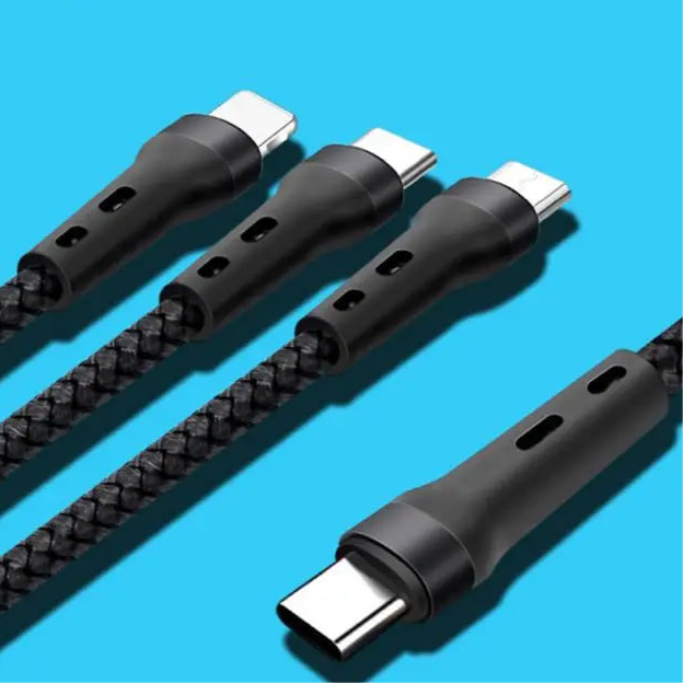 USB-C cables with braided black cords and reinforced connectors.