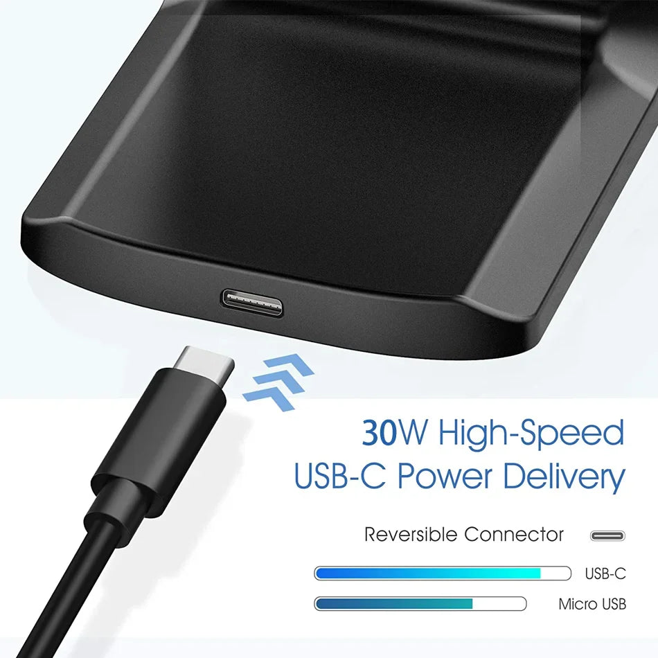 USB-C charger or power adapter with high-speed 30W power delivery capability.