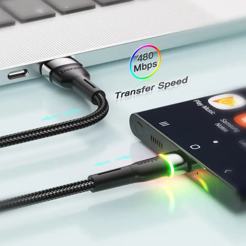 a usb cable connected to a smartphone