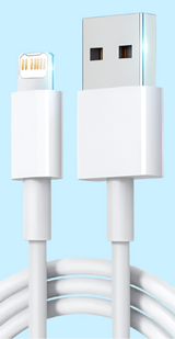 USB to Lightning cable for charging and data transfer.