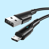 USB cable with a standard USB-A connector on one end and a micro-USB connector on the other.