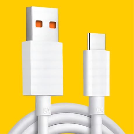 USB cable with standard USB-A connector on one end and USB-C connector on the other.