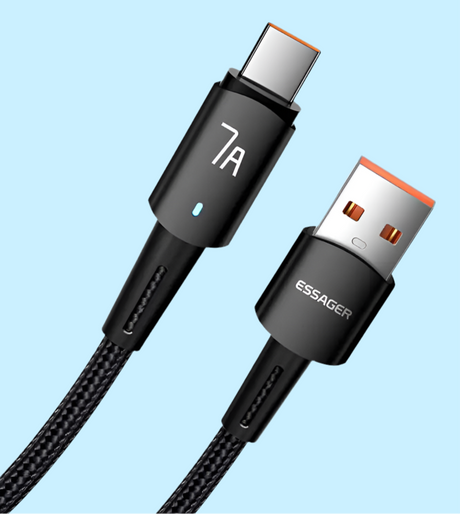 USB cable with Type-C and Type-A connectors.