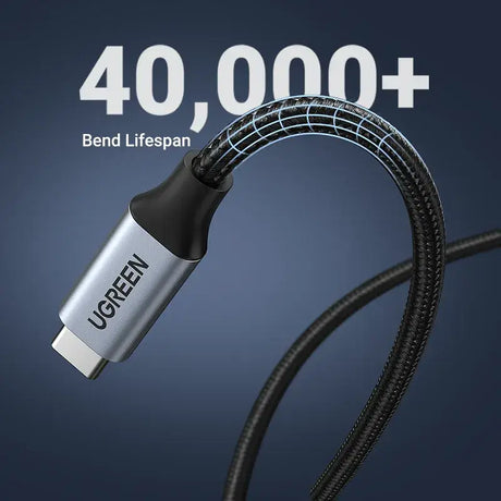 A usb cable with the words 40, 000 and a black cable