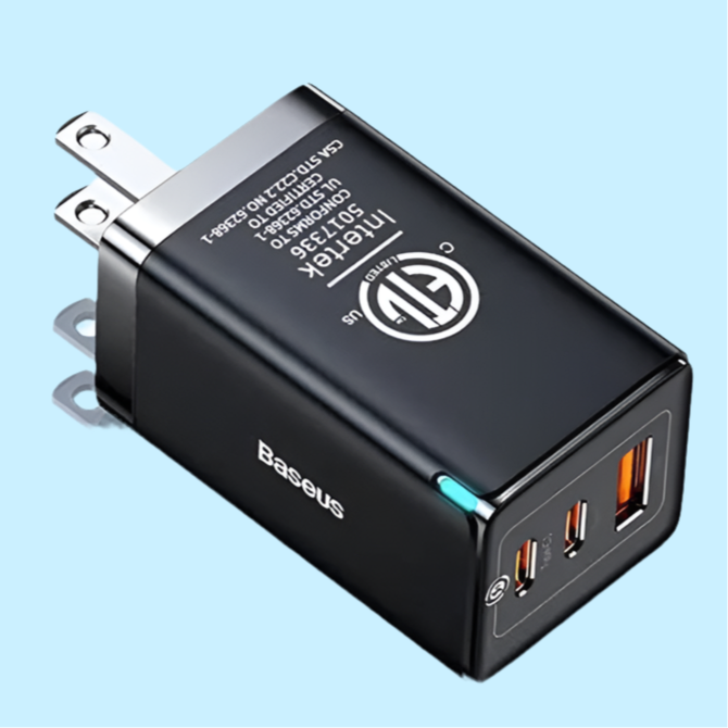 Prise de charge rapide Baseus 65W 3 ports USB A / Type-C - Prise de chargeur de téléphone PD à alimentation électrique