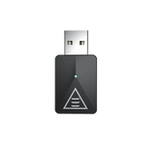 USB wireless adapter with a triangular logo and small blue indicator light.