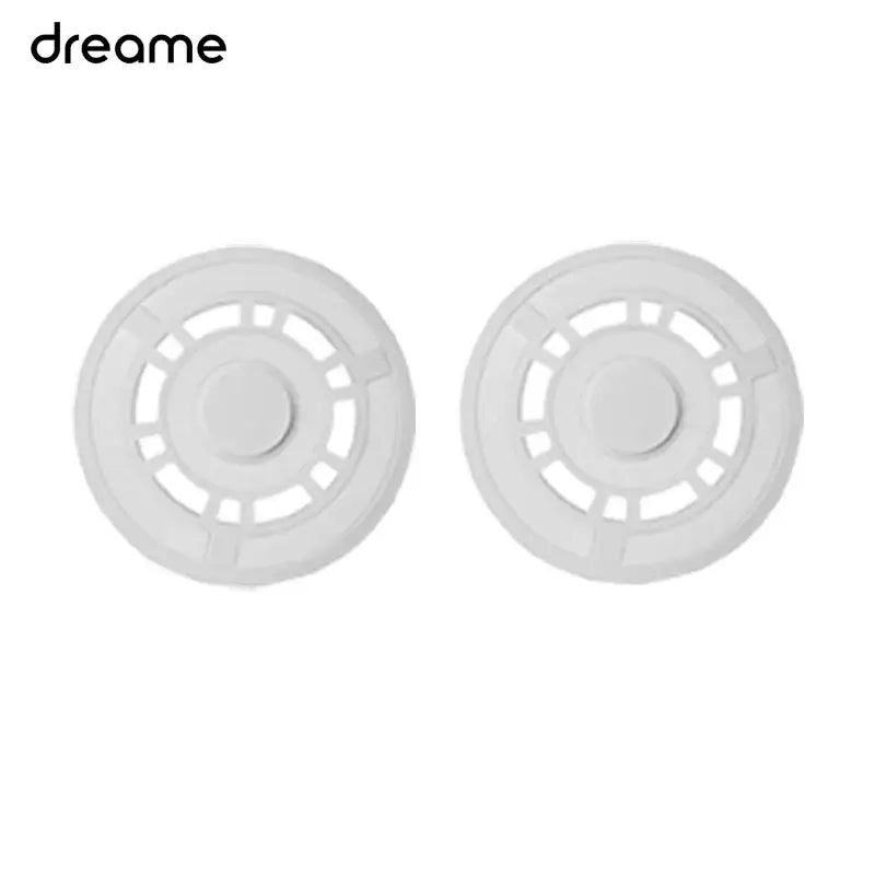 a pair of white plastic buttons with a white background