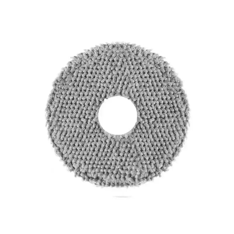 a grey knitted washcloth on a white background