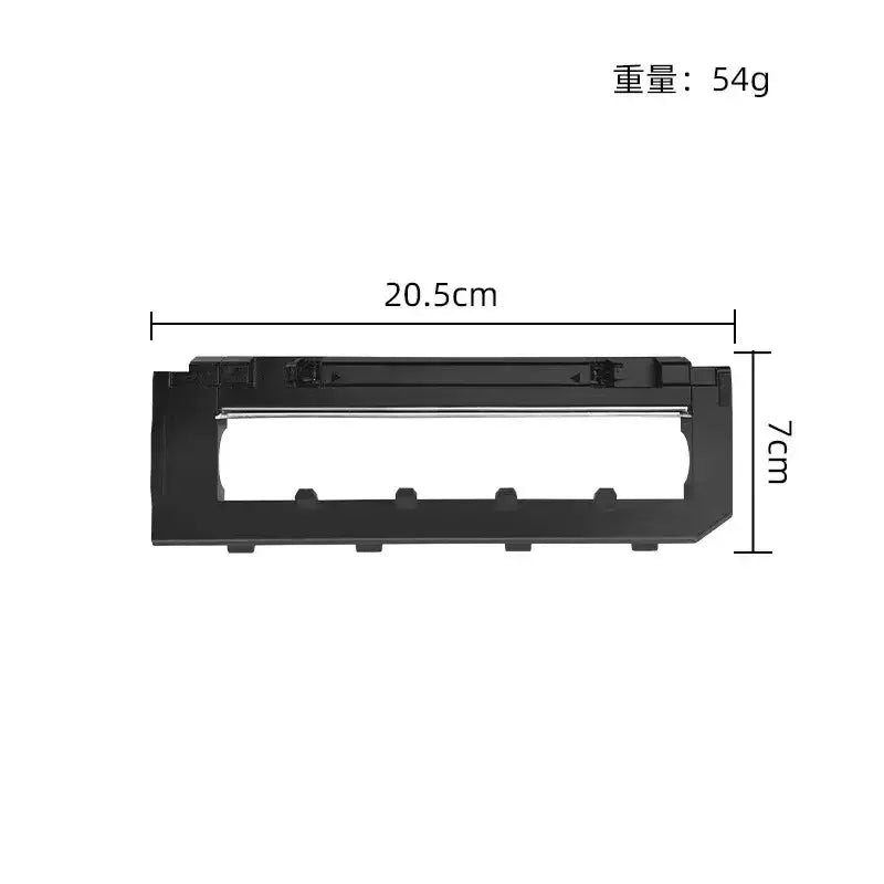 a diagram of a black plastic device holder with a white background
