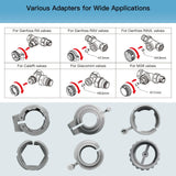Valve adapter diagrams and parts.
