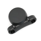 a black plastic knob with a white background