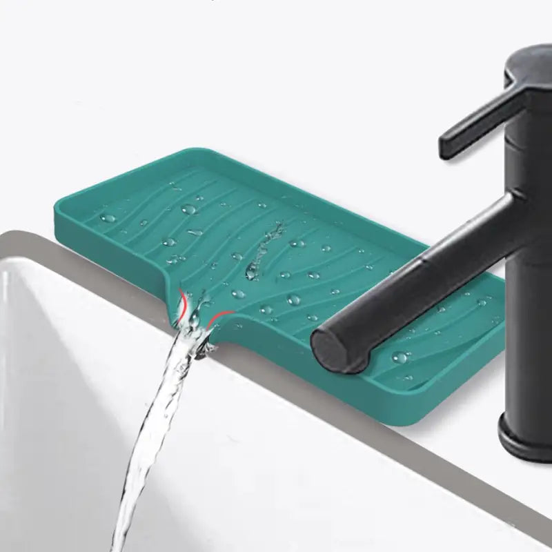 there is a faucet that is pouring water into a sink