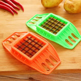 a vegetable cutter and a potato cutter on a cutting board