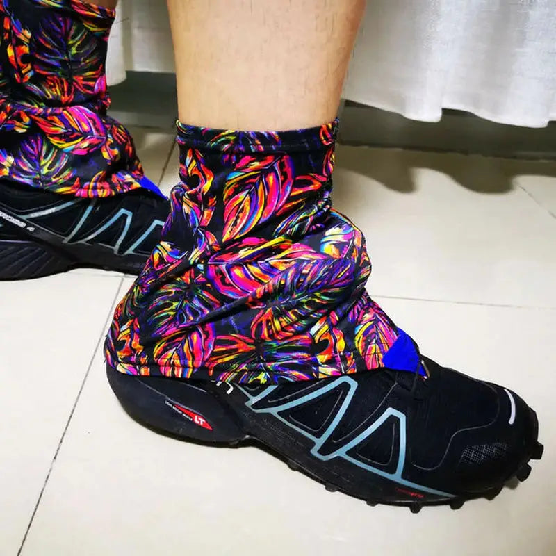 a person wearing colorful shoes