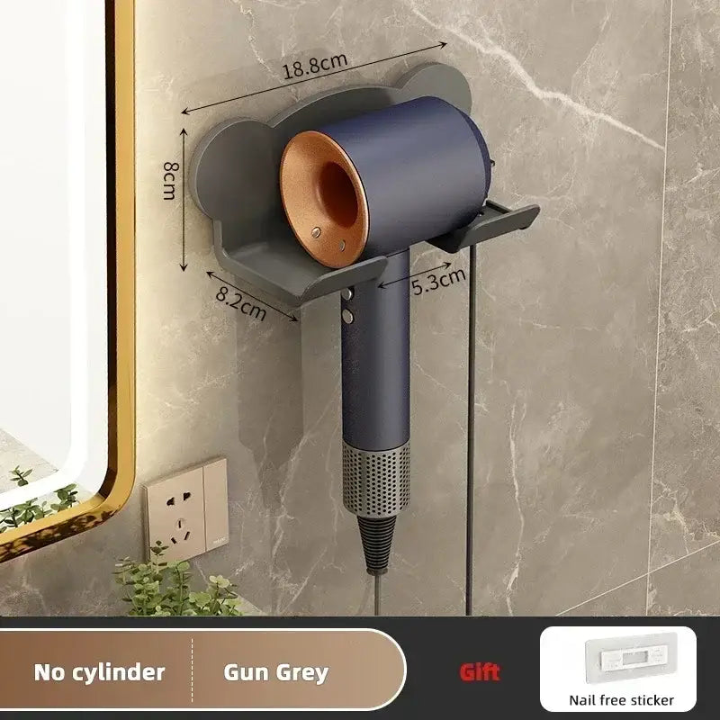 the wall mounted hair dryer is mounted on the wall