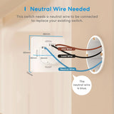 a wall mounted light switch with a wire connected to it
