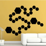 a wall sticker with a black hexagon pattern