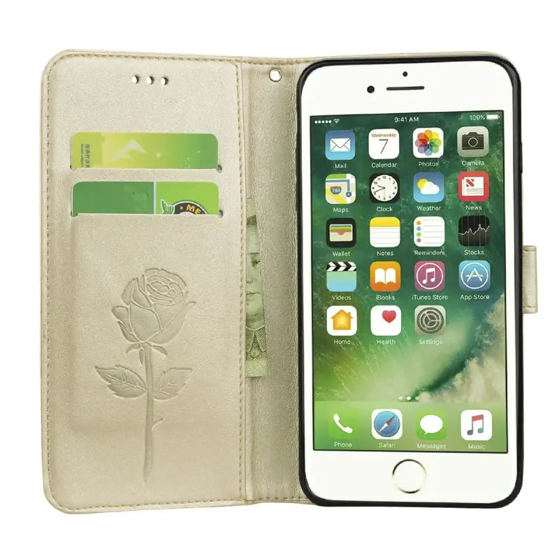 wallet case with rose design for iphone 6 / 6 / 5s