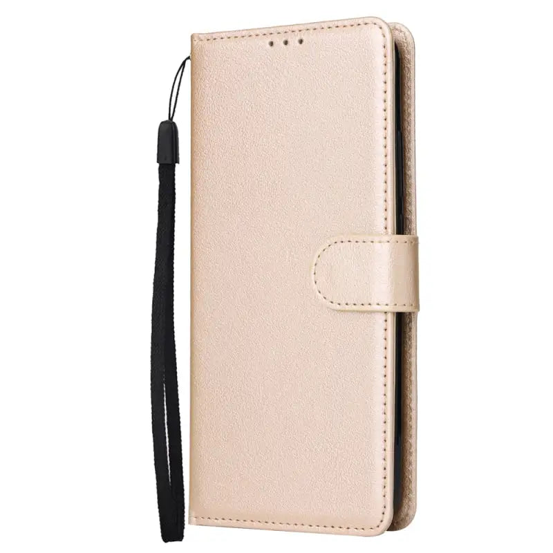 the back of a white iphone case with a black strap