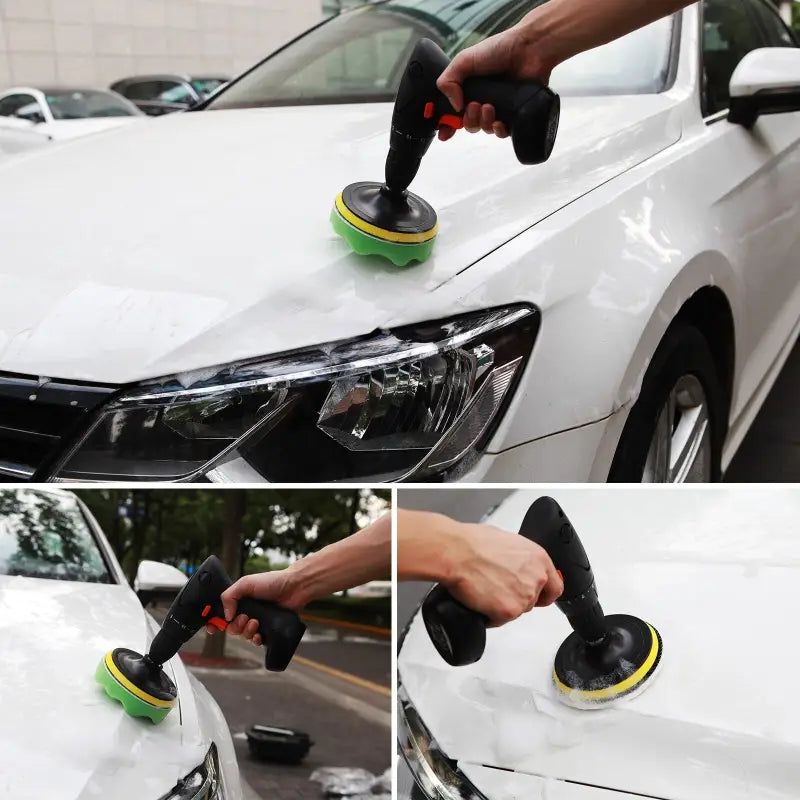 a car washer is being used to clean the car