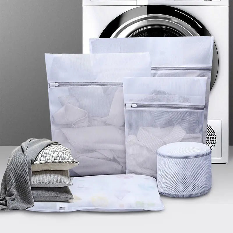 a washing machine with a bag and a towel