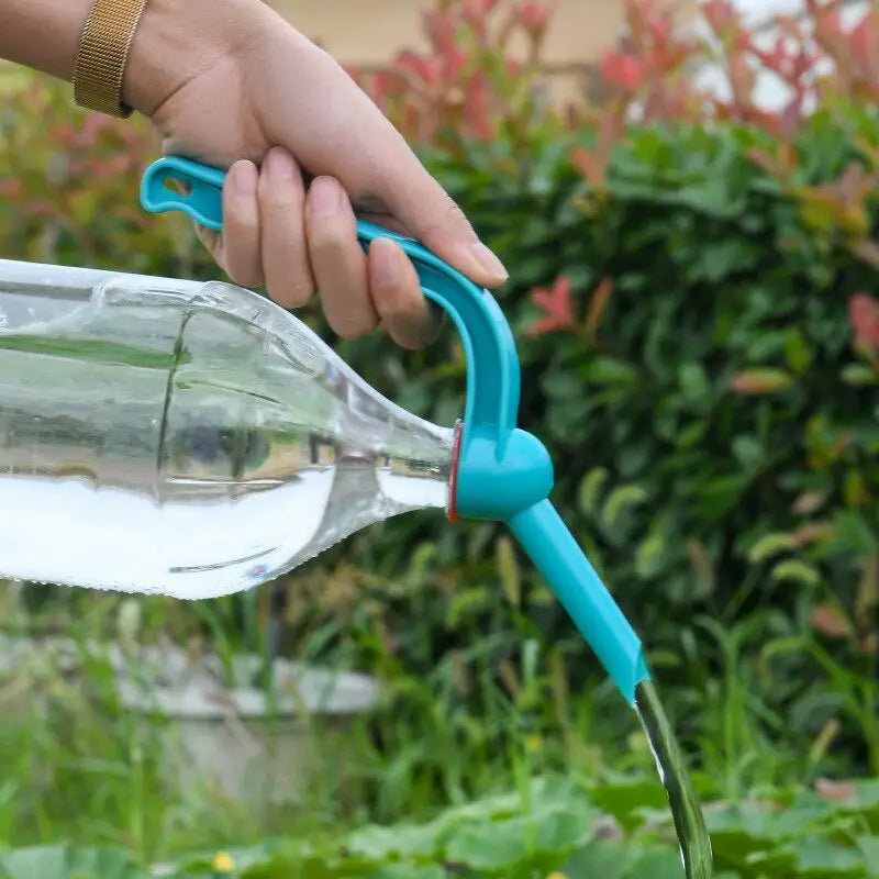 a person pouring water into a bottle