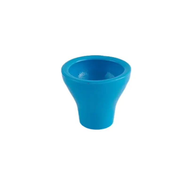 a blue plastic cup with a white background