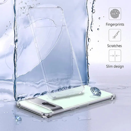 a glass water bottle with a phone in it