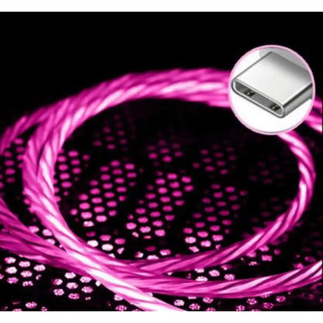 a pink led strip with a black background