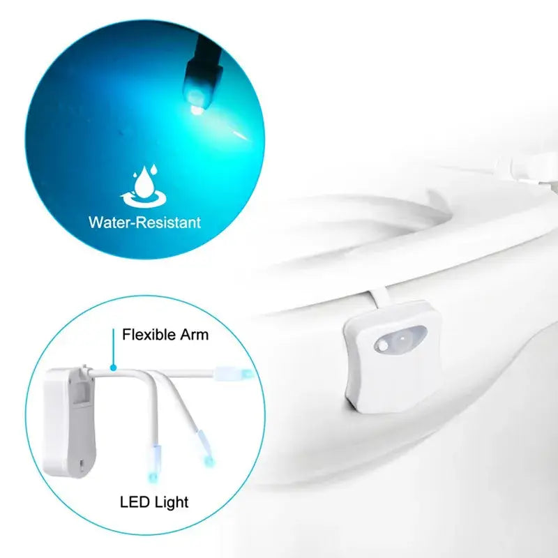 the water resistant toilet seat with a light on it