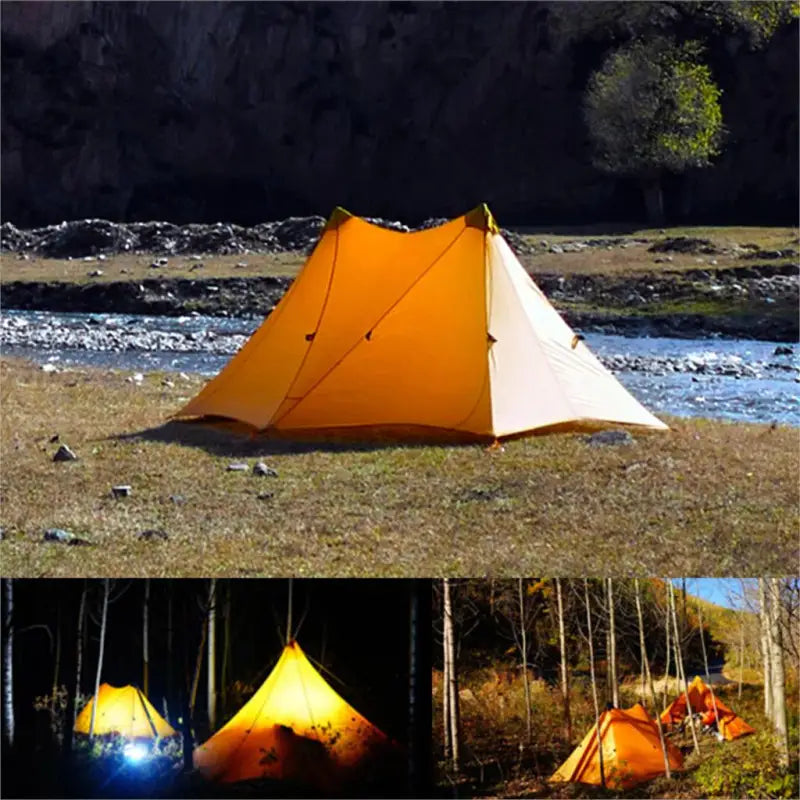 a couple of tents sitting next to each other tents