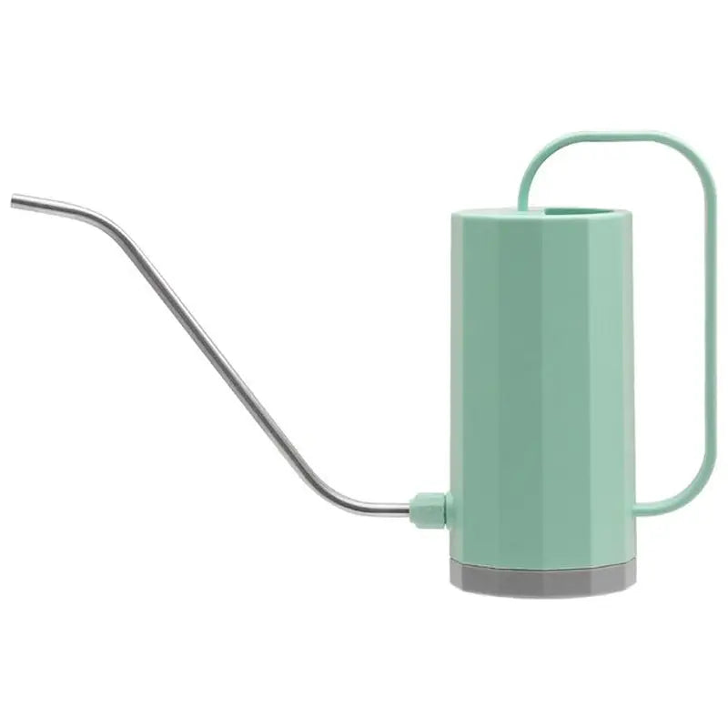 the watering watering hose is a green watering hose with a metal handle