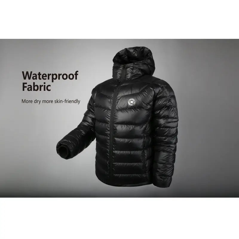 the waterproof jacket is made from a black nylon material